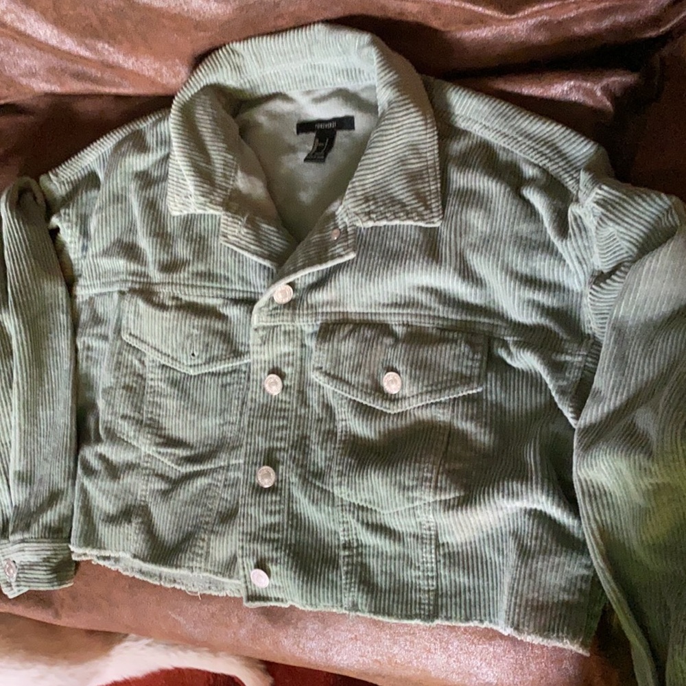 Sage cropped corduroy jacket